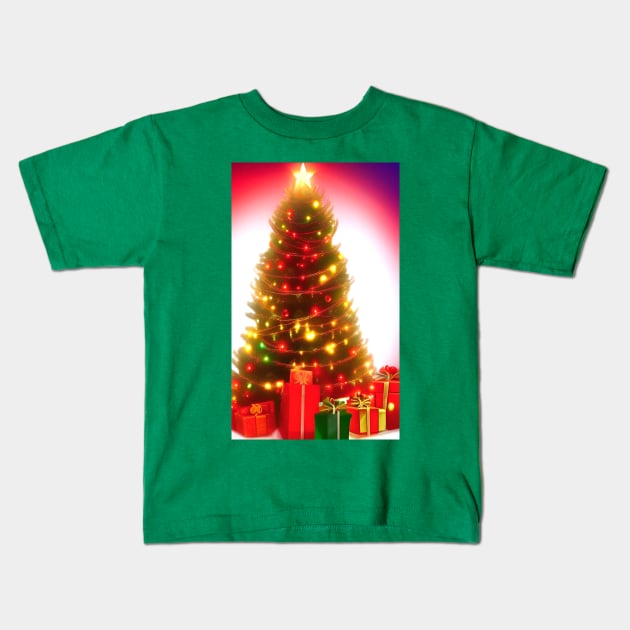 Christmas Gifts Under the Tree Kids T-Shirt by CreDigi Art